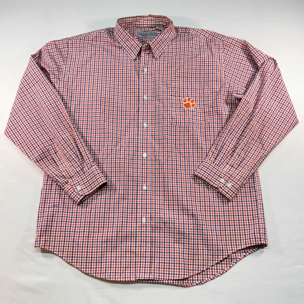 Campus Specialties Clemson Tigers Mens XL Gingham Button Down‎ Shirt